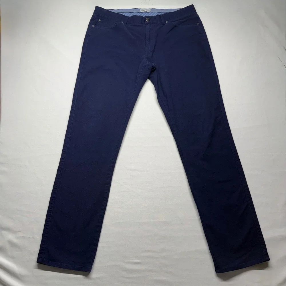 Peter Millar Crown Cotton Canvas 5 Pocket Pants Navy 36x32 Stretch Golf Classic